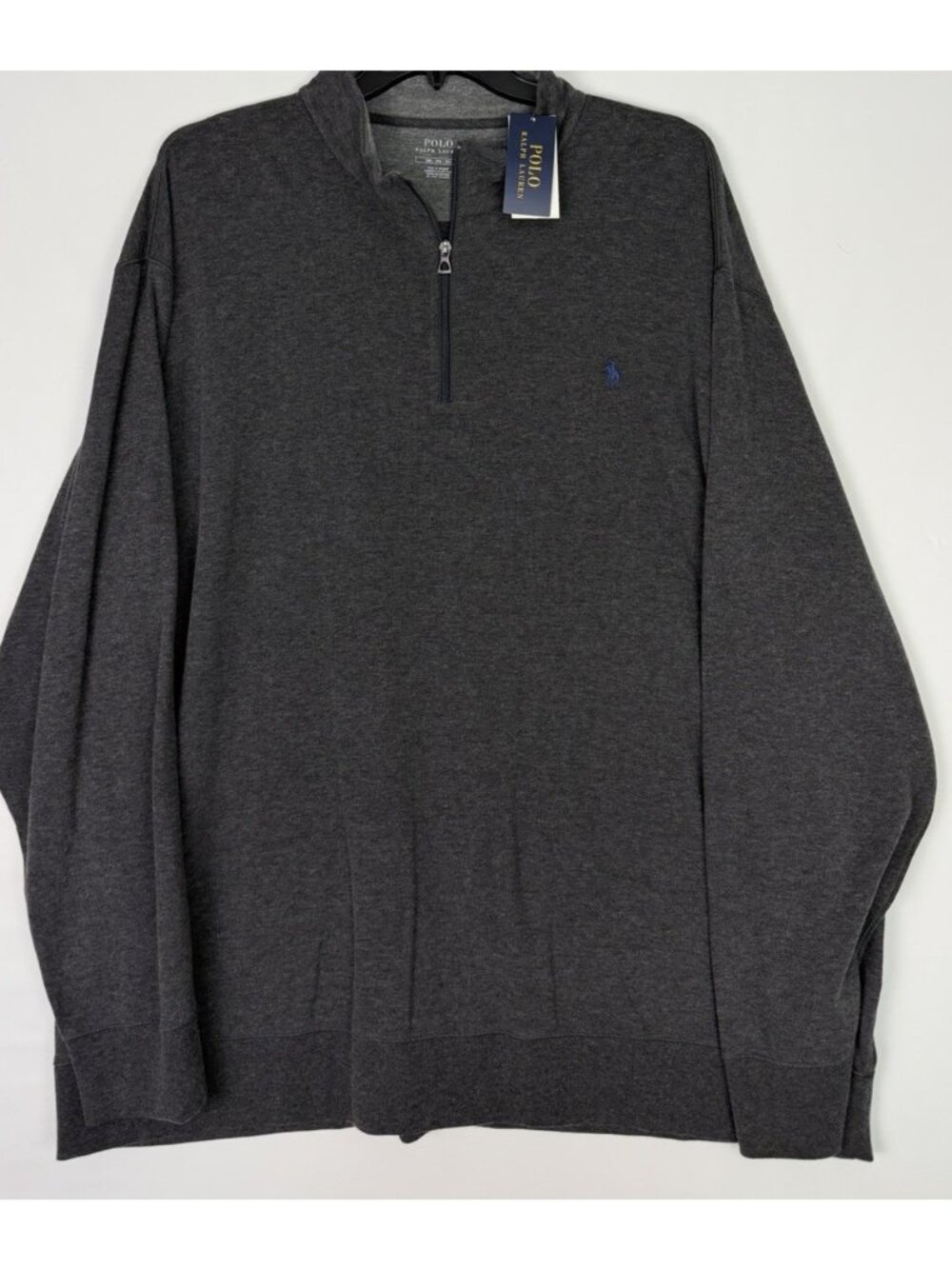 Polo Ralph Lauren Mens 3XB Big & Tall 1/4 Zip Pullover Sweatshirt Charcoal Grey
